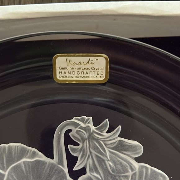 Hoya Crystal Glass plate, Engraved and Signed by artist T. Yamamoto from Japan - Picture 4 of 7